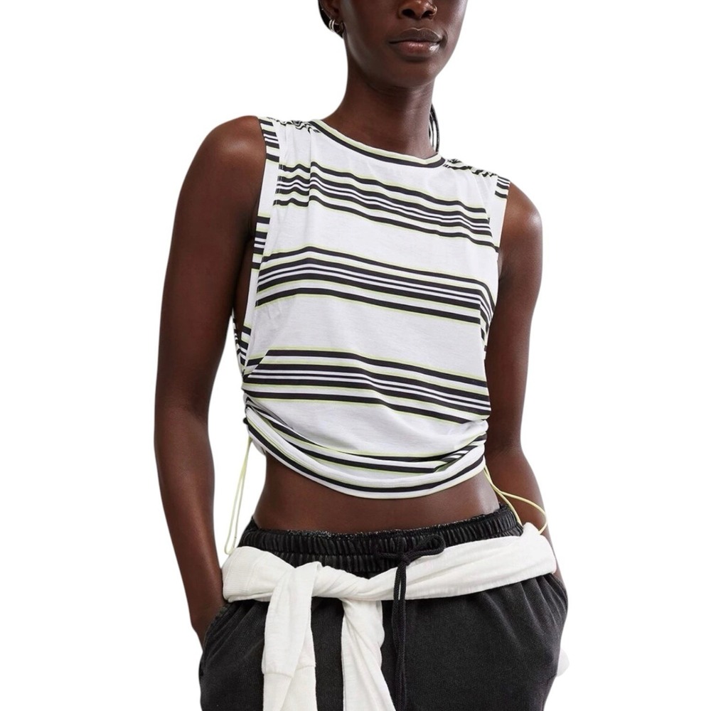 Free People Movement Sport Mode Muscle Top M Wave Stripe Black Athleisure